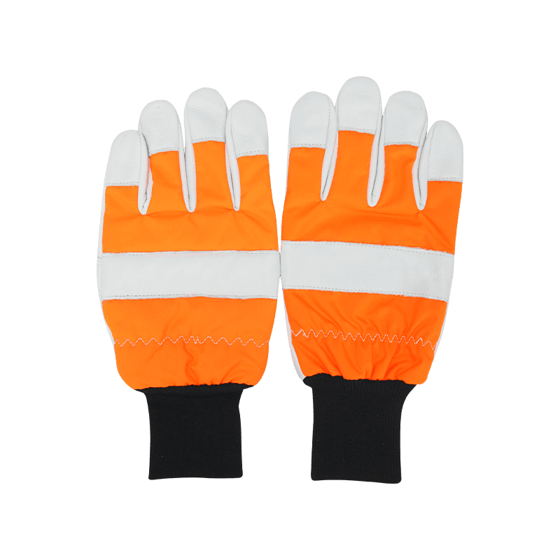 Gants de travail en cuir de vache résistant aux coupures pour scie à chaîne