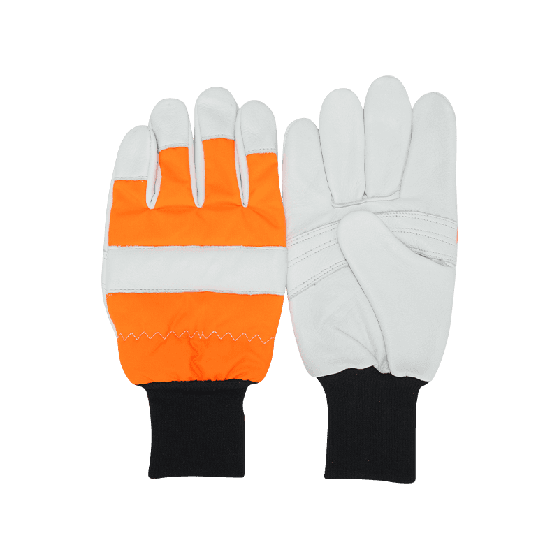 Gants de travail en cuir de vache résistant aux coupures pour scie à chaîne