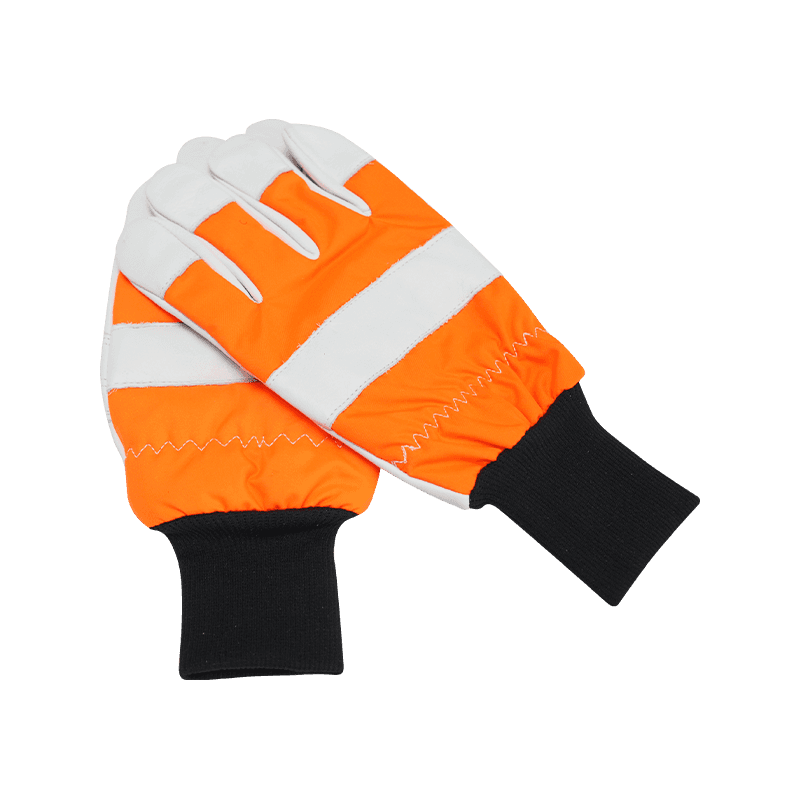 Gants de travail en cuir de vache résistant aux coupures pour scie à chaîne